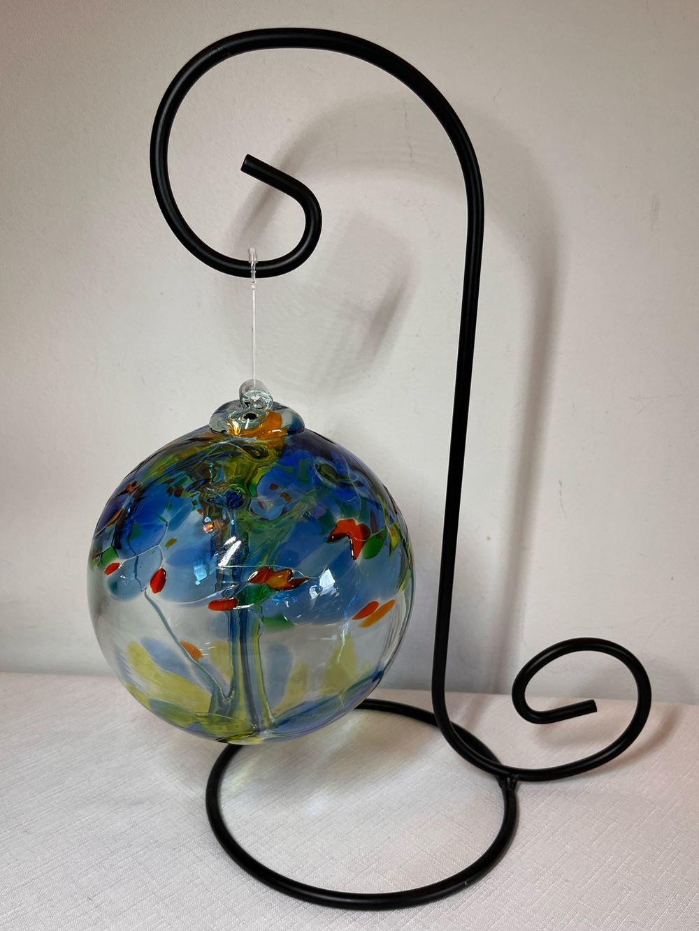 Large Hand-Blown Glass Orb Friendship Ball w tree of life inside. Beautiful gift
